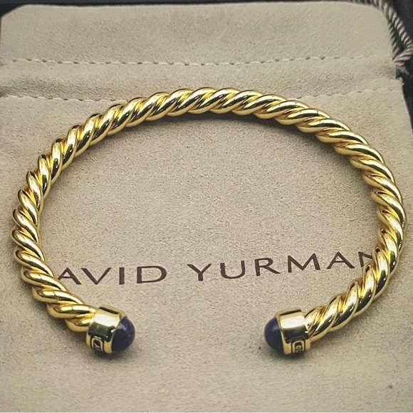David Yurman Gold and Blue Cable Cuff - Picture 1 of 7